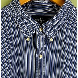 Ralph Lauren Classic Fit Blue Pinstripe Long Sleeve Cotton Pony 2XL Tall Read